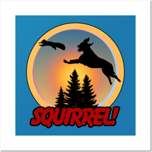 Funny Dog lovers gift of Dog chasing squirrel Posters and Art
